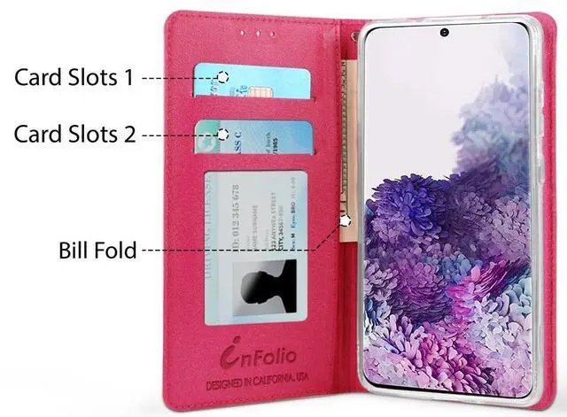 Alt view image 3 of 7 - Pink Wallet Case Stand Card Slot Cover Wrist Strap for Samsung Galaxy Note 20