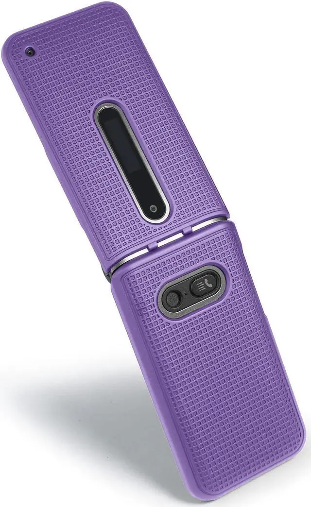 Alt view image 5 of 7 - Purple Grid Case Cover Slim Hard Shell for LG Classic Flip Phone (L125DL)