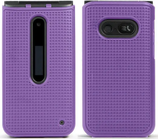 Alt view image 2 of 7 - Purple Grid Case Cover Slim Hard Shell for LG Classic Flip Phone (L125DL)