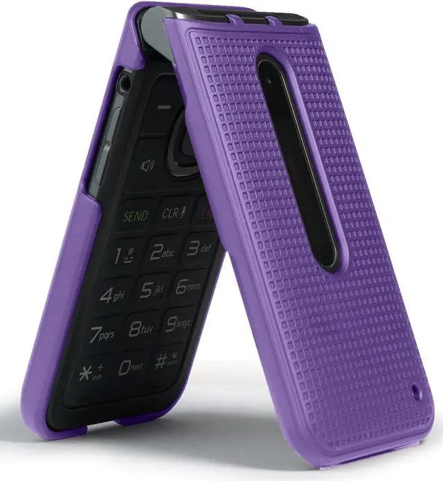 Alt view image 4 of 7 - Purple Grid Case Cover Slim Hard Shell for LG Classic Flip Phone (L125DL)