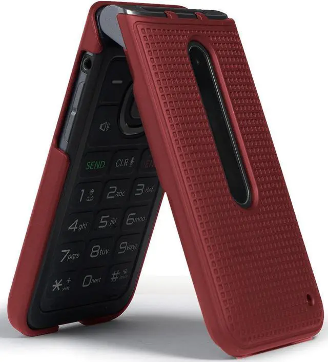 Alt view image 4 of 7 - Red Grid Case Slim Hard Shell Cover for LG Wine 2 LTE Flip Phone (LM-Y120)