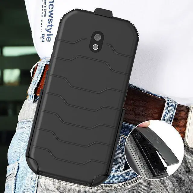 Alt view image 7 of 8 - Black Rotating/Ratchet Belt Clip Holster Case Stand for CAT S42 and S42 H+ Phone