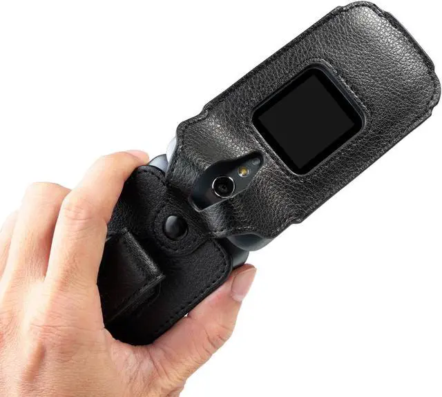 Alt view image 6 of 9 - case for jitterbug flip2, nakedcellphone [black vegan leather] form-fit cover with [built-in screen protection] and [metal belt clip] for jitterbug flip 2 phone (aka lively flip) (4053sj7)