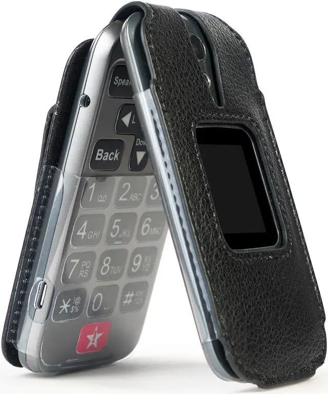 Alt view image 7 of 9 - case for jitterbug flip2, nakedcellphone [black vegan leather] form-fit cover with [built-in screen protection] and [metal belt clip] for jitterbug flip 2 phone (aka lively flip) (4053sj7)