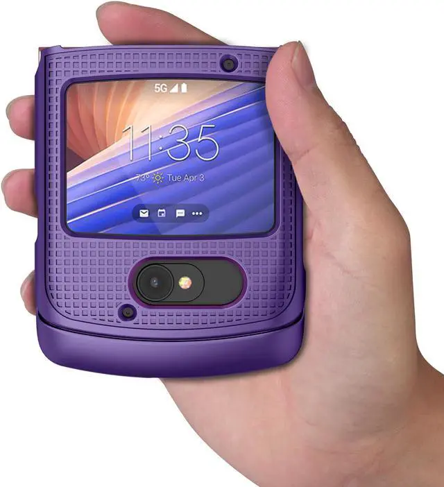 Alt view image 5 of 7 - Purple Grid Case Cover Slim Hard Shell for Motorola RAZR 5G Flip Phone (2020)
