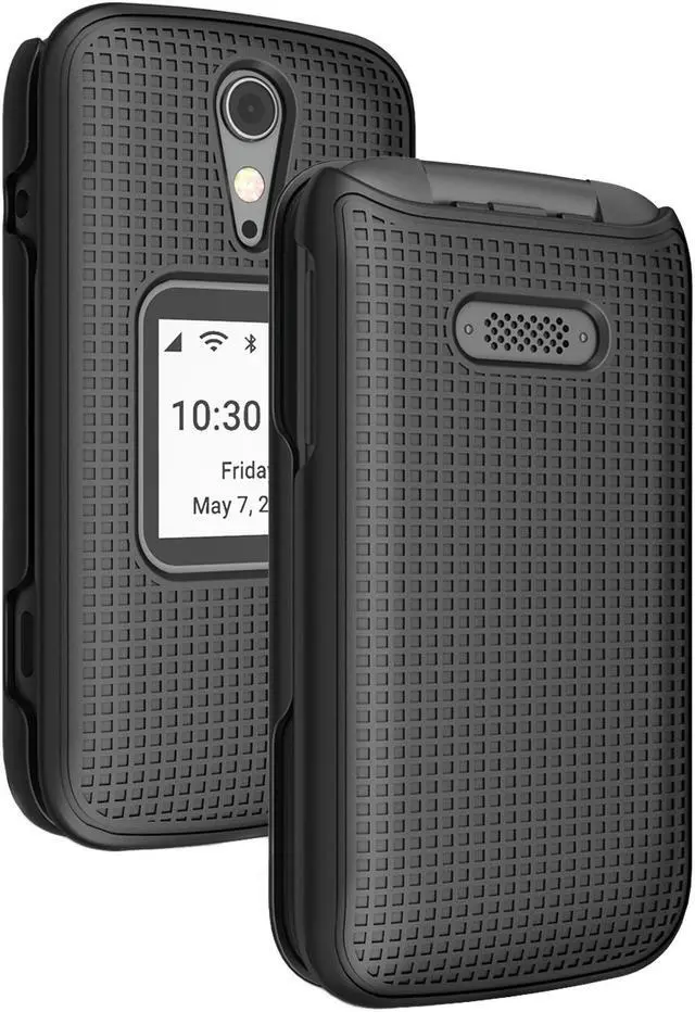 Jitterbug Flip 2 Phone Case, Nakedcellphone [Black] Protective Snap-On Hard Shell Cover [Grid Texture] for Jitterbug Flip2 (aka Lively Flip)