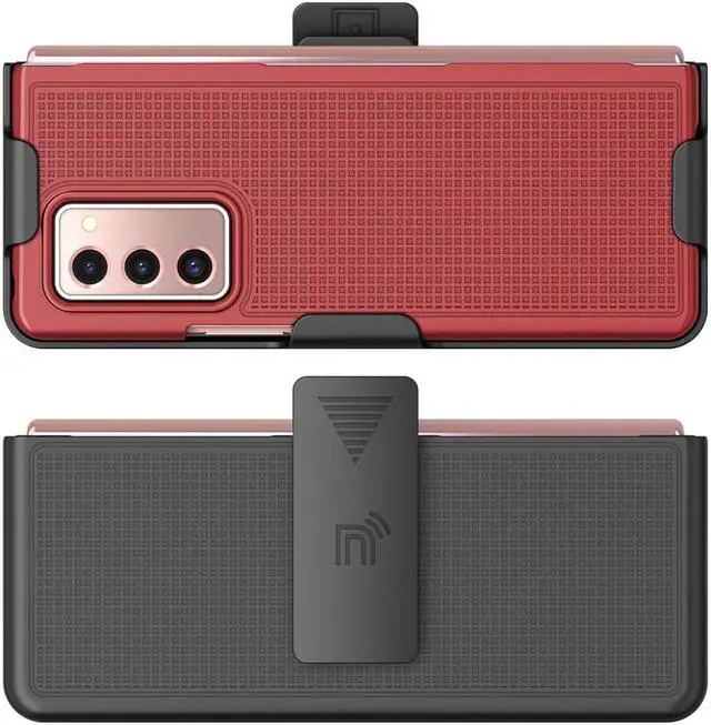 Alt view image 2 of 7 - Red Hard Case Cover and Belt Clip Holster Stand for Samsung Galaxy Z Fold 2 5G
