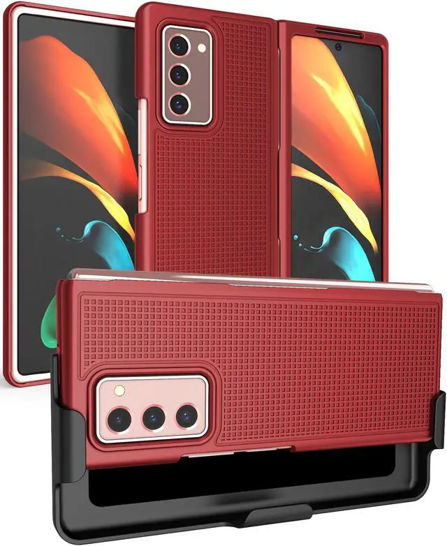 Main image of Red Hard Case Cover and Belt Clip Holster Stand for Samsung Galaxy Z Fold 2 5G