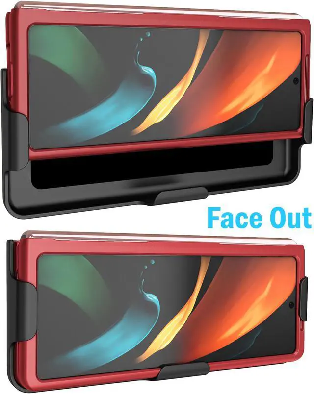 Alt view image 3 of 7 - Red Hard Case Cover and Belt Clip Holster Stand for Samsung Galaxy Z Fold 2 5G