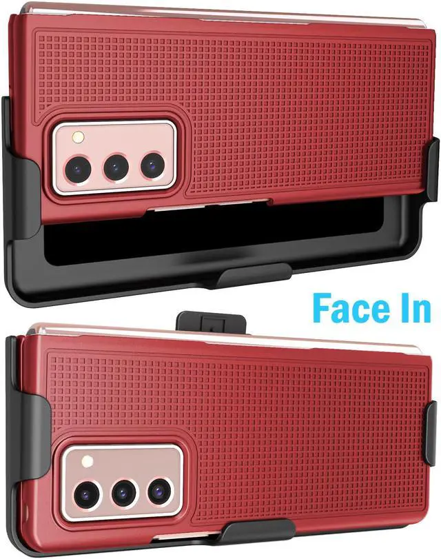 Alt view image 4 of 7 - Red Hard Case Cover and Belt Clip Holster Stand for Samsung Galaxy Z Fold 2 5G