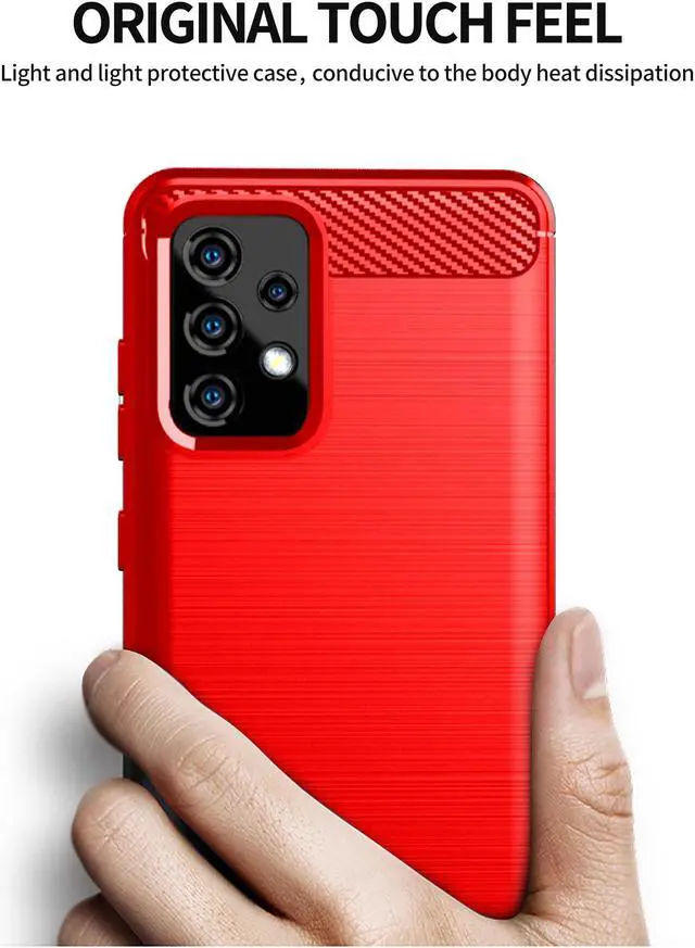 Alt view image 3 of 7 - Red Carbon Fiber Flexible TPU Skin Case Cover for Samsung Galaxy A52 5G Phone