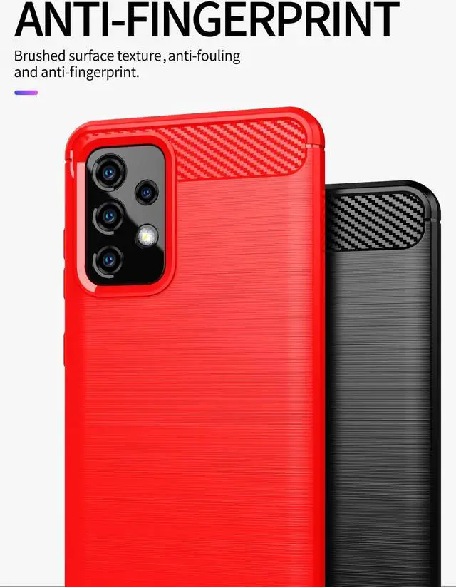 Alt view image 6 of 7 - Red Carbon Fiber Flexible TPU Skin Case Cover for Samsung Galaxy A52 5G Phone