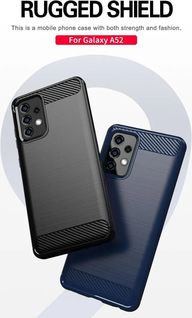 Alt view image 6 of 7 - Black Carbon Fiber Flexible TPU Case Cover for Samsung Galaxy A52 5G Phone