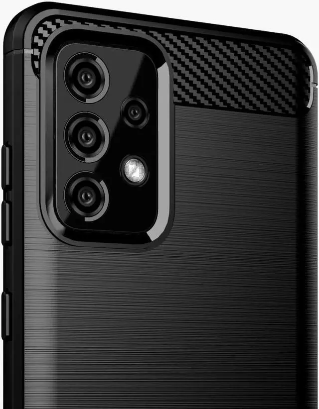 Alt view image 2 of 7 - Black Carbon Fiber Flexible TPU Case Cover for Samsung Galaxy A52 5G Phone