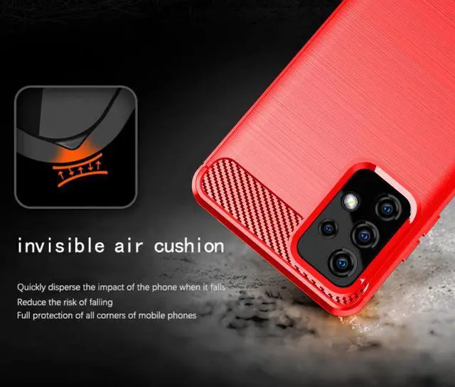 Alt view image 4 of 7 - Red Carbon Fiber Flexible TPU Skin Case Cover for Samsung Galaxy A52 5G Phone