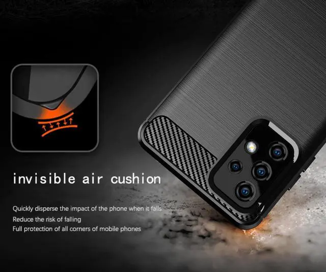 Alt view image 4 of 7 - Black Carbon Fiber Flexible TPU Case Cover for Samsung Galaxy A52 5G Phone