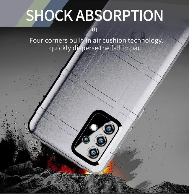 Alt view image 3 of 7 - Gray Tactical Rugged Shield Case Flexible Matte Cover for Samsung Galaxy A52 5G