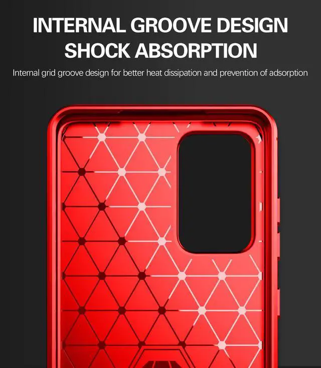 Alt view image 5 of 7 - Red Carbon Fiber Flexible TPU Skin Case Cover for Samsung Galaxy A52 5G Phone