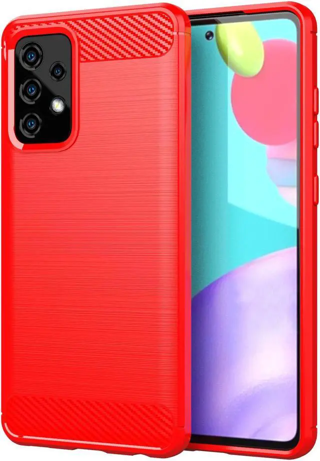Main image of Red Carbon Fiber Flexible TPU Skin Case Cover for Samsung Galaxy A52 5G Phone