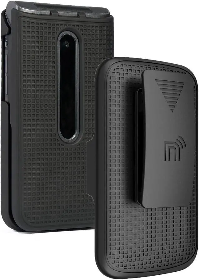 Main image of Black Hard Case Cover and Belt Clip Holster for LG Classic Flip Phone (L125DL)