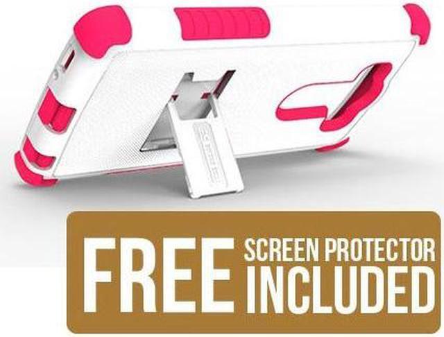 Alt view image 5 of 5 - WHITE PINK TRI-SHIELD SOFT RUBBER SKIN HARD CASE COVER STAND FOR LG V10 PHONE