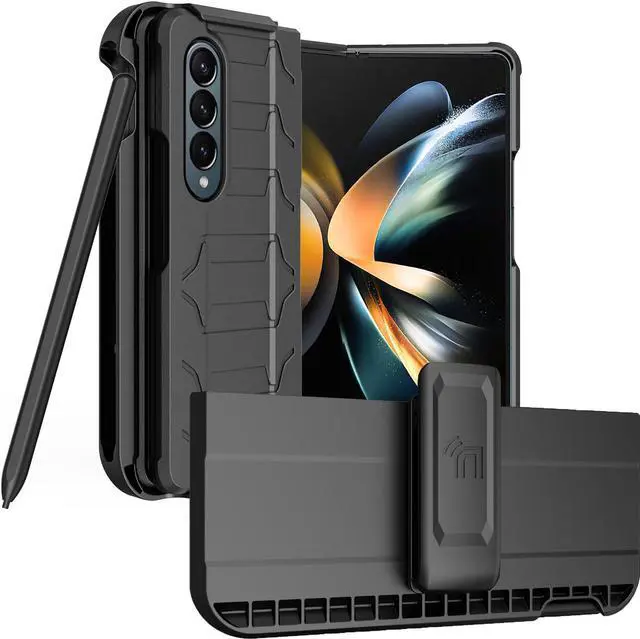 Main image of Case Cover Holster Belt Clip S Pen Holder for Samsung Galaxy Z Fold 4 5G - Black