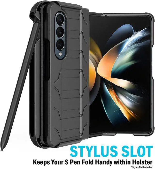 Alt view image 4 of 7 - Case Cover Holster Belt Clip S Pen Holder for Samsung Galaxy Z Fold 4 5G - Black