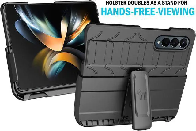 Alt view image 5 of 7 - Case Cover Holster Belt Clip S Pen Holder for Samsung Galaxy Z Fold 4 5G - Black