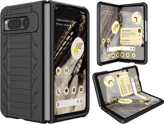 Alt view image 5 of 7 - Case and Belt Clip Holster for Google Pixel Fold Phone (2023) - Matte Black
