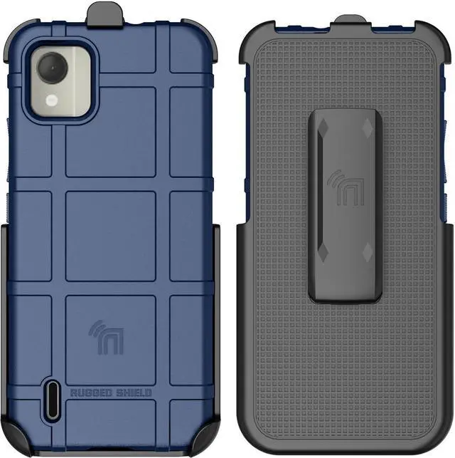 Alt view image 2 of 7 - Special Ops Rugged Case and Belt Clip Holster for Nokia C110 Phone - Navy Blue