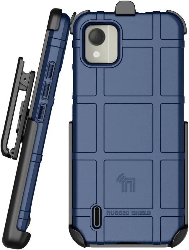 Alt view image 6 of 7 - Special Ops Rugged Case and Belt Clip Holster for Nokia C110 Phone - Navy Blue