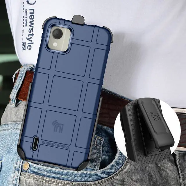Alt view image 7 of 7 - Special Ops Rugged Case and Belt Clip Holster for Nokia C110 Phone - Navy Blue
