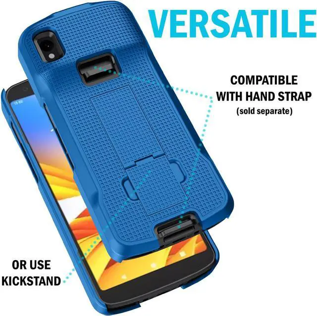Alt view image 4 of 5 - Cobalt Blue Textured Slim Hard Case Cover Stand for Zebra TC22 TC27 Scanner