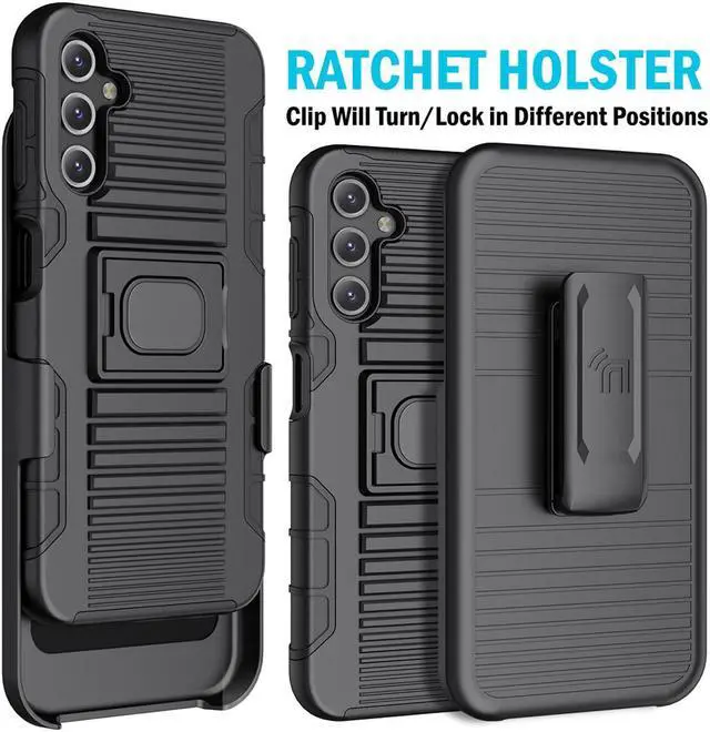 Alt view image 2 of 7 - Rugged Case with Stand Belt Clip Holster Combo Samsung Galaxy A15 5G - Black