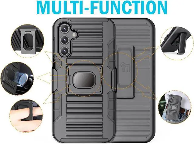 Alt view image 6 of 7 - Rugged Case with Stand Belt Clip Holster Combo Samsung Galaxy A15 5G - Black
