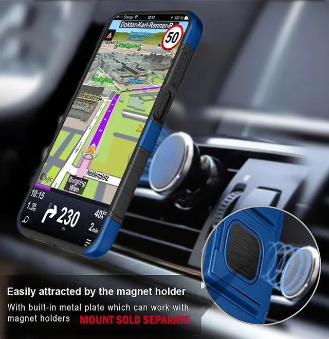 Alt view image 7 of 7 - Rugged Hybrid Case with Ring Grip Stand for Samsung Galaxy A15 5G Phone - Blue