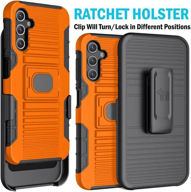 Alt view image 2 of 7 - Rugged Case with Stand Belt Clip Holster Combo Samsung Galaxy A15 5G - Orange