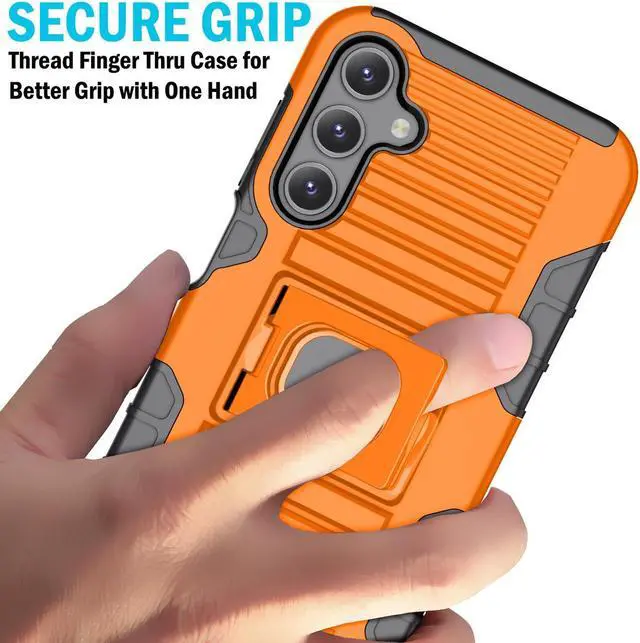 Alt view image 3 of 7 - Rugged Case with Stand Belt Clip Holster Combo Samsung Galaxy A15 5G - Orange