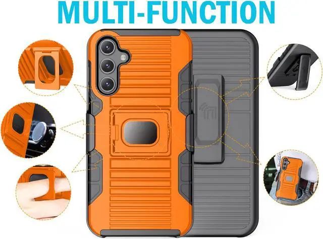 Alt view image 6 of 7 - Rugged Case with Stand Belt Clip Holster Combo Samsung Galaxy A15 5G - Orange