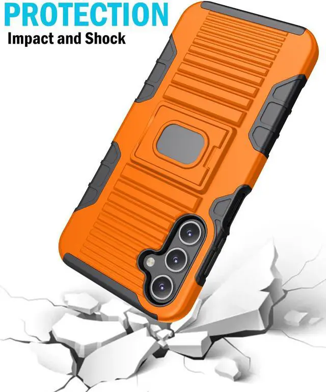 Alt view image 4 of 7 - Rugged Case with Stand Belt Clip Holster Combo Samsung Galaxy A15 5G - Orange
