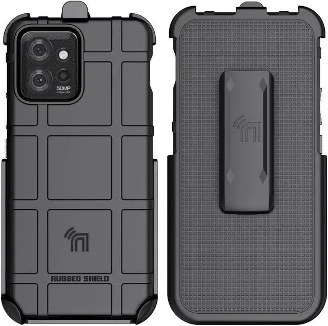 Alt view image 2 of 7 - Rugged Case and Belt Clip Holster for Motorola ThinkPhone 2023 - Matte Black