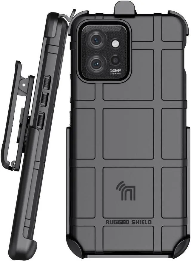 Alt view image 6 of 7 - Rugged Case and Belt Clip Holster for Motorola ThinkPhone 2023 - Matte Black