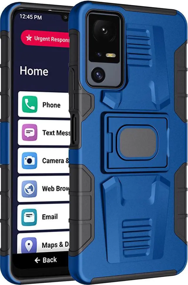 Rugged Case with Ring Grip Stand for Jitterbug Smart Phone TCL 40XL  Blue