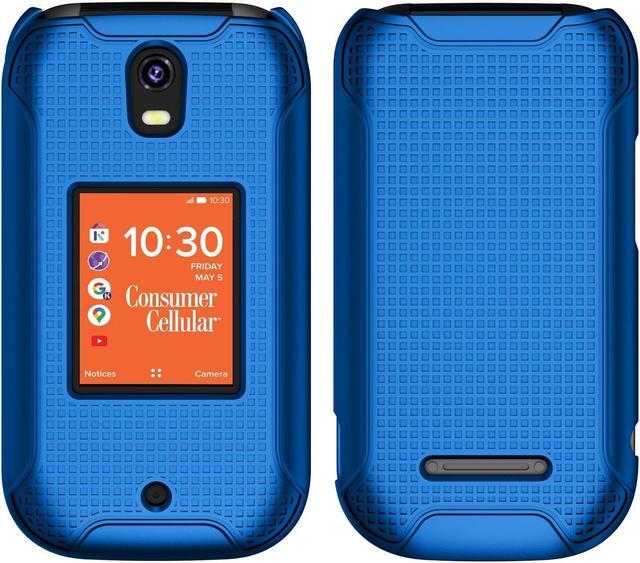 Alt view image 3 of 7 - Hard Case and Belt Clip Holster for Consumer Cellular Iris Flip Phone - Blue