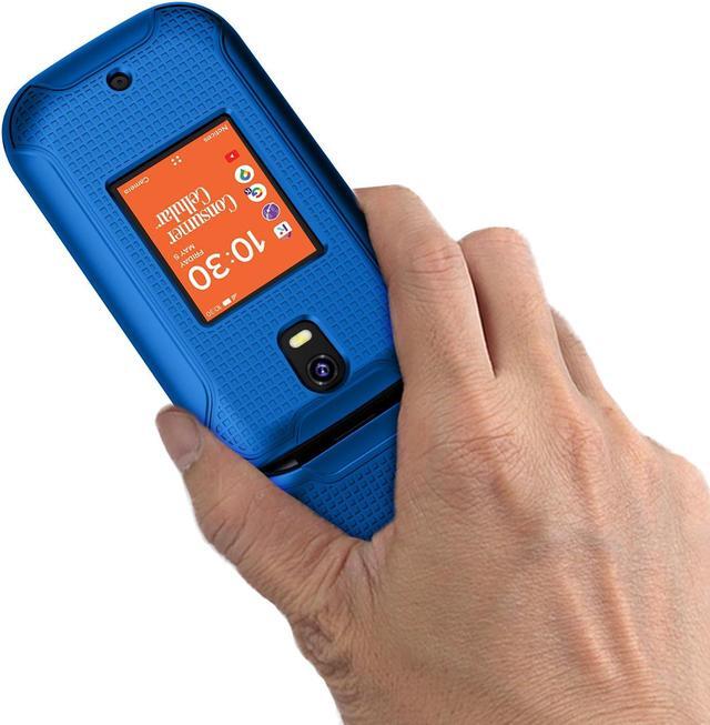 Alt view image 5 of 7 - Hard Case and Belt Clip Holster for Consumer Cellular Iris Flip Phone - Blue
