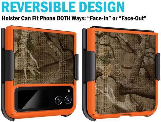 Alt view image 4 of 7 - Orange Hunter Camo Case and Belt Clip for Motorola RAZR 2023 (aka RAZR 40)