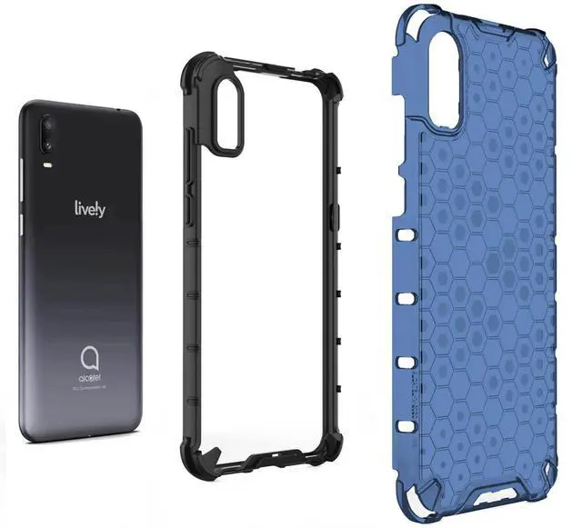 Alt view image 5 of 8 - case for jitterbug smart3 phone, nakedcellphone [honeycomb hybrid series] dual-layer cover [anti-shock] for jitterbug smart 3 (2021) for seniors (aka lively smart) - electric blue