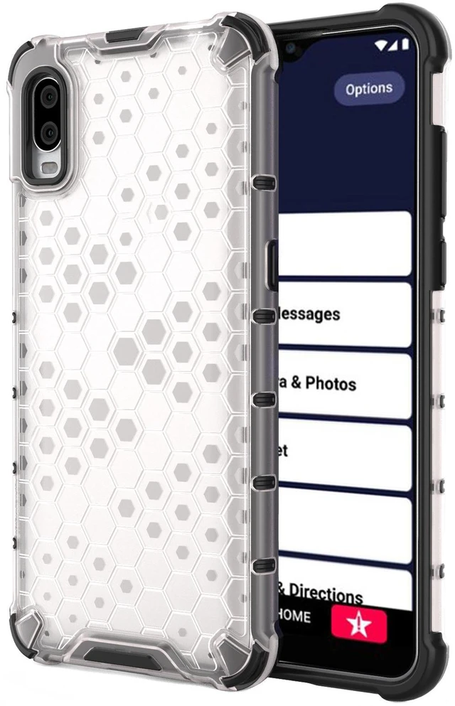 Main image of Frosted Clear Honeycomb Hybrid Case Cover for Lively Jitterbug Smart 3 Phone
