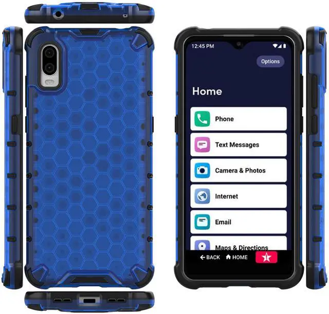 Alt view image 6 of 8 - case for jitterbug smart3 phone, nakedcellphone [honeycomb hybrid series] dual-layer cover [anti-shock] for jitterbug smart 3 (2021) for seniors (aka lively smart) - electric blue