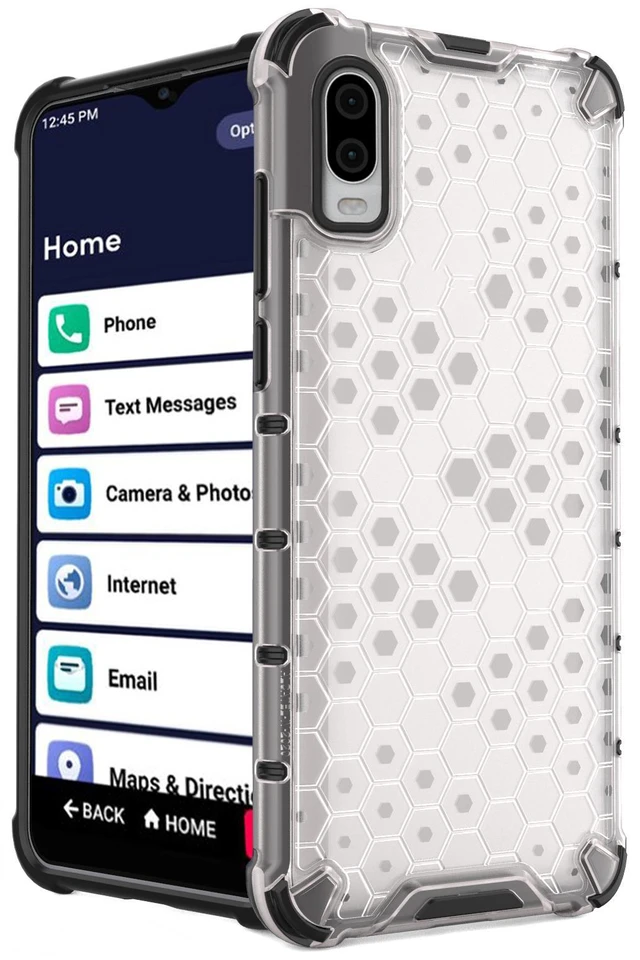 Alt view image 2 of 7 - Frosted Clear Honeycomb Hybrid Case Cover for Lively Jitterbug Smart 3 Phone